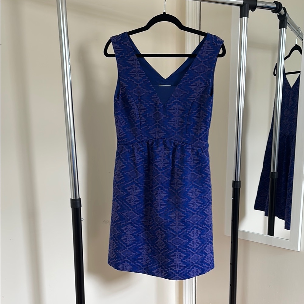 Anthropologie Maeve Blue Geometric Pattern Dress